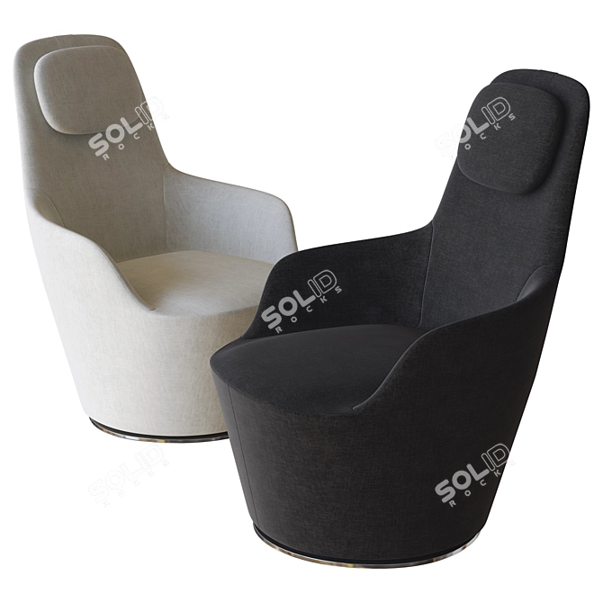 Sleek High Back Armchair 3D model image 3