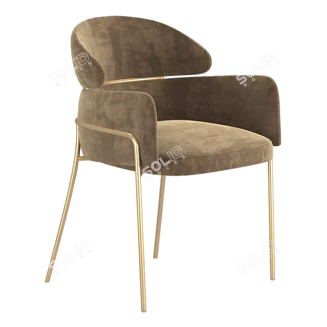 Elegant Charcoal Gray Dining Chair 3D model image 1