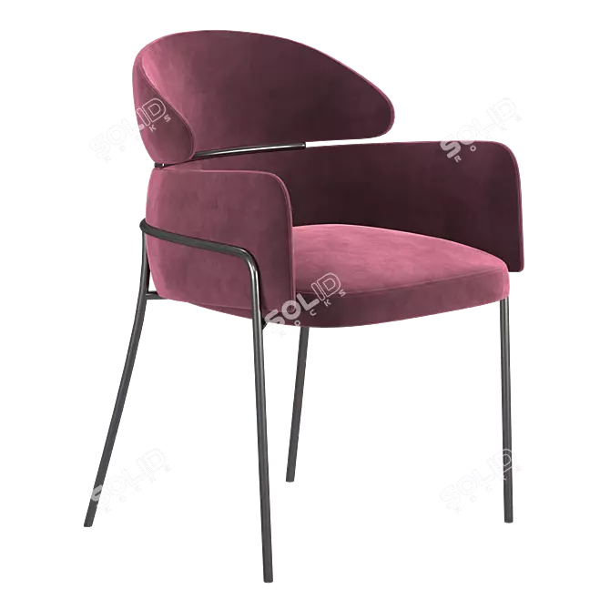 Elegant Charcoal Gray Dining Chair 3D model image 2