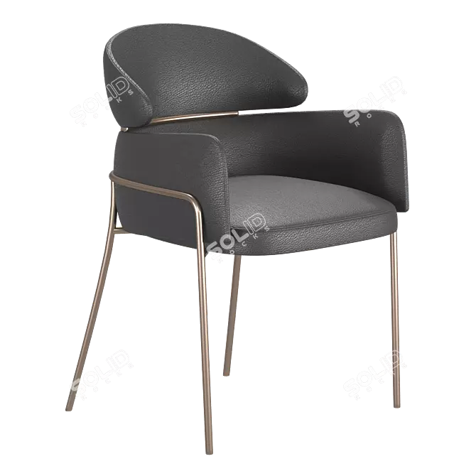 Elegant Charcoal Gray Dining Chair 3D model image 3