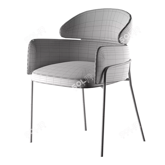 Elegant Charcoal Gray Dining Chair 3D model image 4