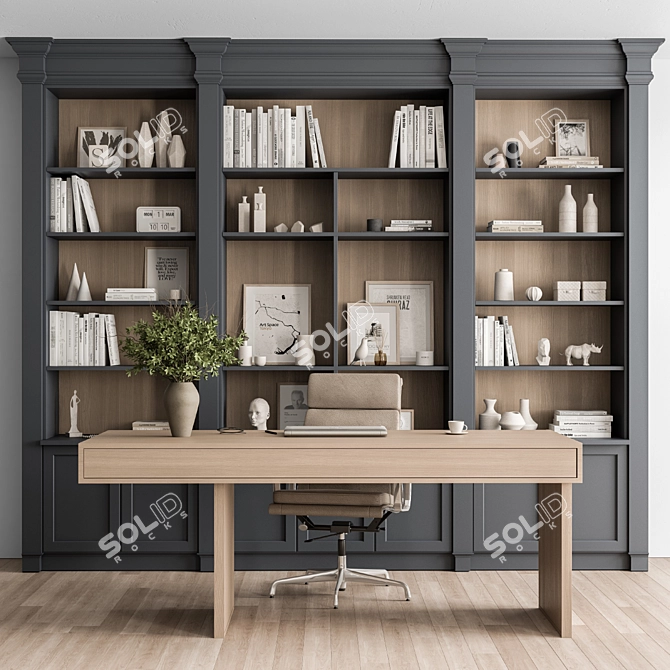 Elegant Executive Desk Set 3D model image 1