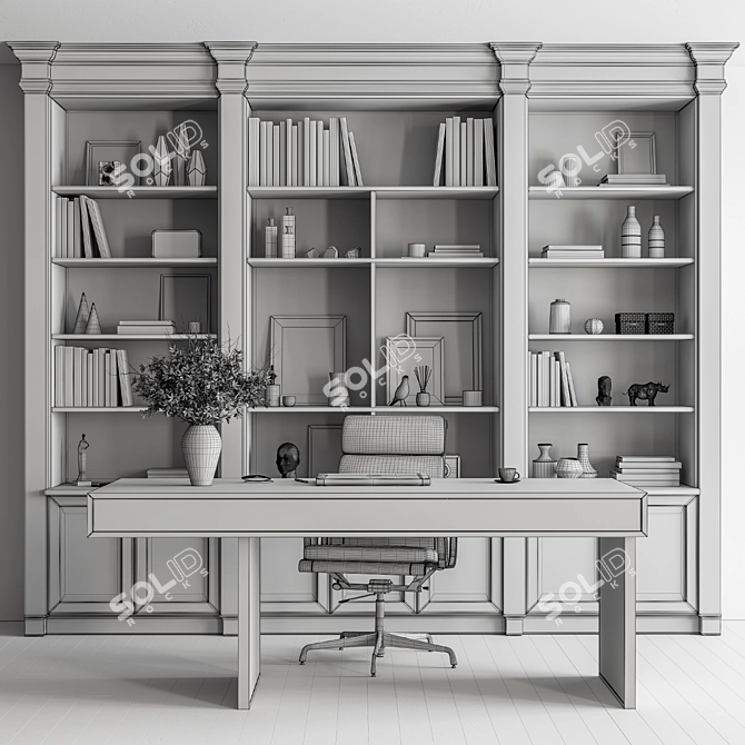 Elegant Executive Desk Set 3D model image 5