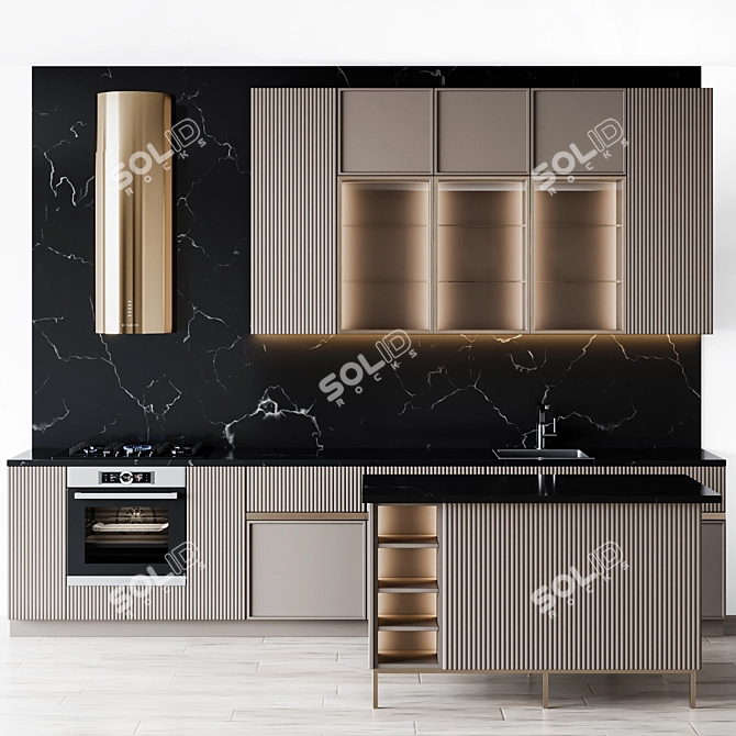 Modern Kitchen Transformable 3D model image 2