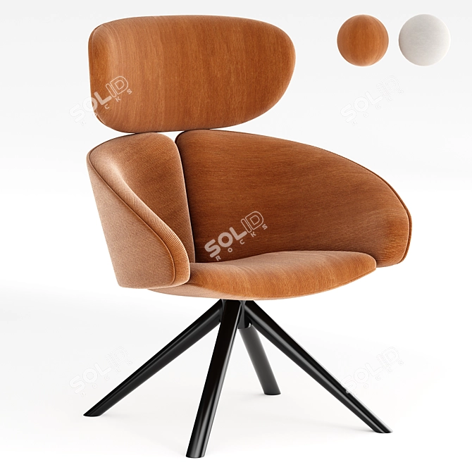 Modern Peach Armchair 3D model image 2