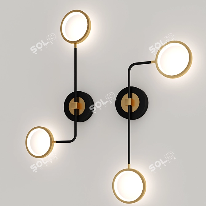 TOLANI Wall Lamp: Elegant Black & Gold 3D model image 3