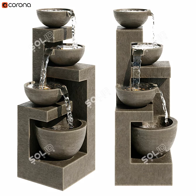 Elegant Gray LED Outdoor Fountain 3D model image 1