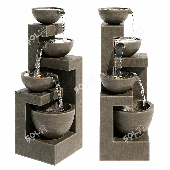 Elegant Gray LED Outdoor Fountain 3D model image 4