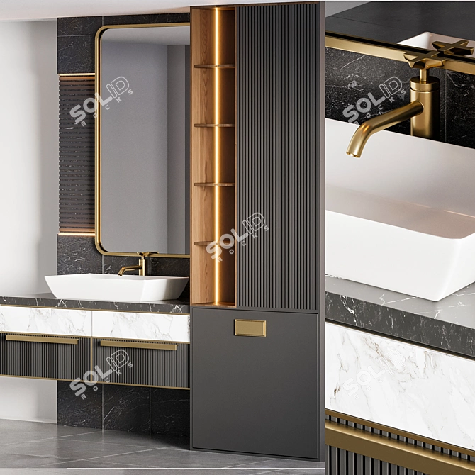 Modern Bathroom Furniture Set 3D model image 2