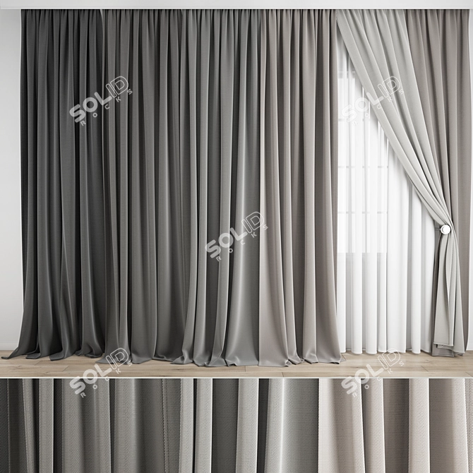 Premium Polygonal Curtain Model 3D model image 1