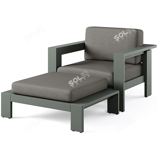 Metal Outdoor Lounge Chair Set | Walker Collection 3D model image 1