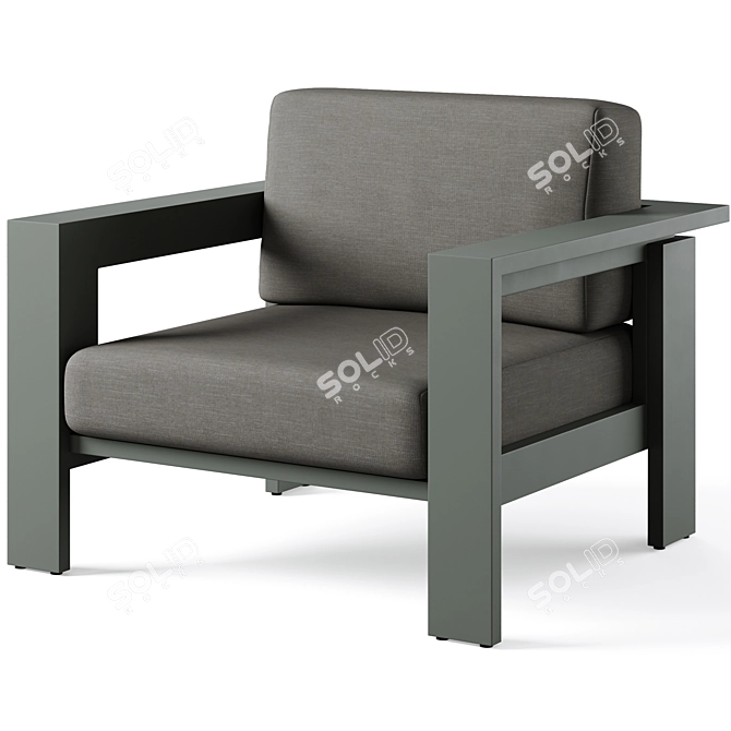 Metal Outdoor Lounge Chair Set | Walker Collection 3D model image 2