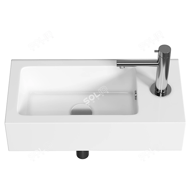 Sleek Matte Black Ceramic Flush Lavatory 3D model image 2