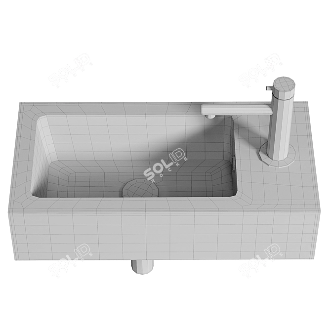 Sleek Matte Black Ceramic Flush Lavatory 3D model image 3