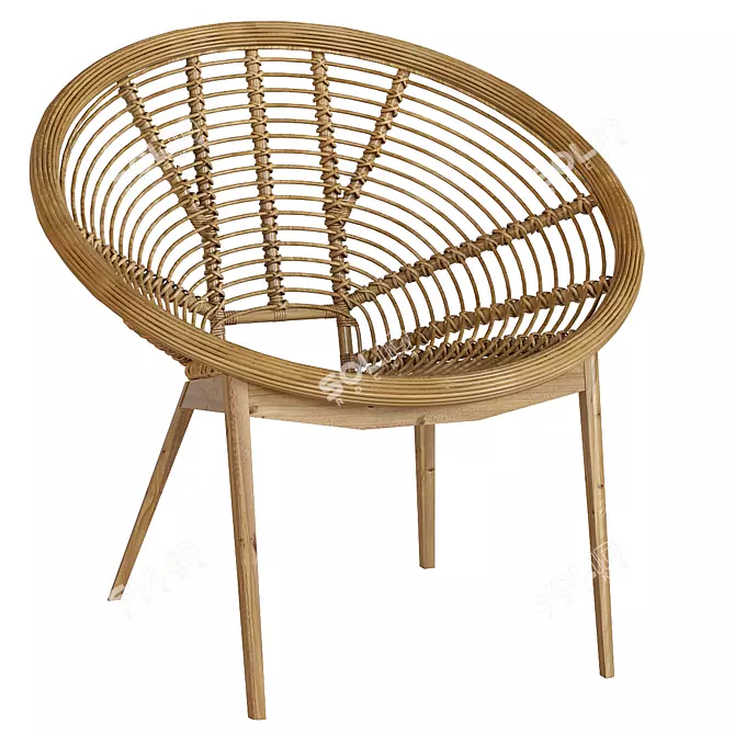 Vintage Rattan Armchair: Timeless Elegance 3D model image 1