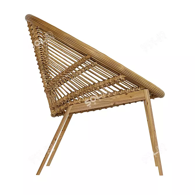 Vintage Rattan Armchair: Timeless Elegance 3D model image 3