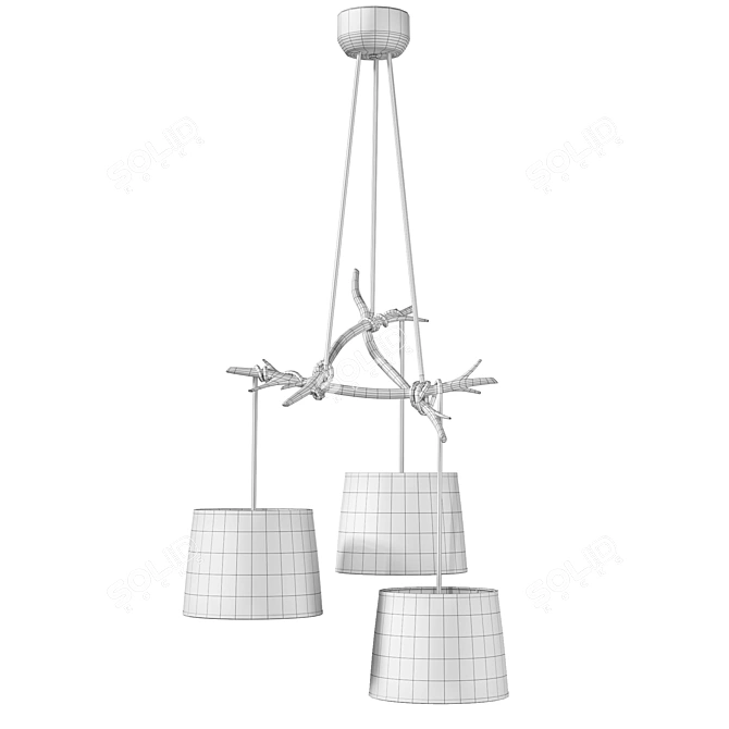 Rustic Wooden Pendant Lamp 3D model image 2