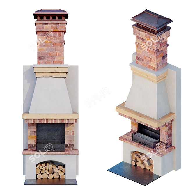 Versatile Grill-Fireplace Combo 3D model image 1