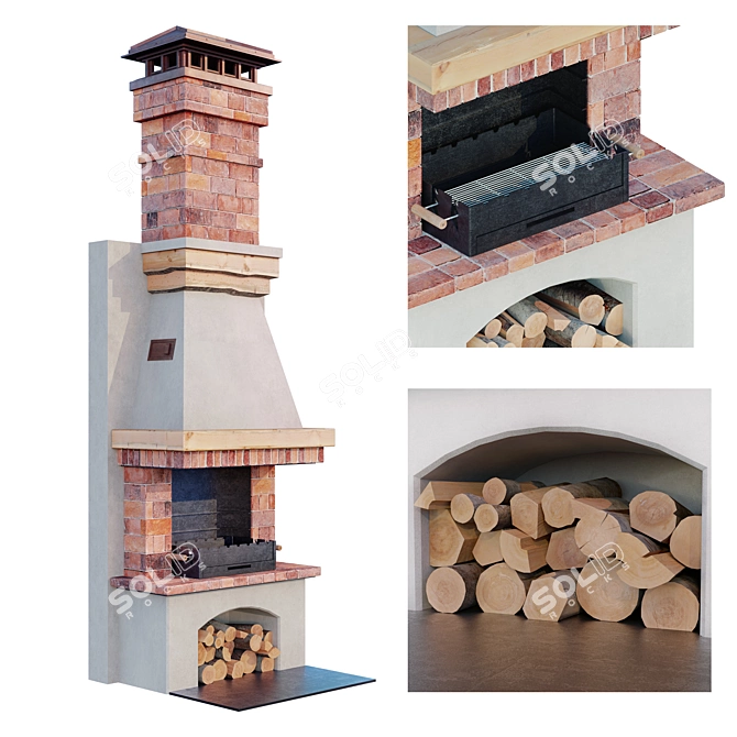 Versatile Grill-Fireplace Combo 3D model image 2