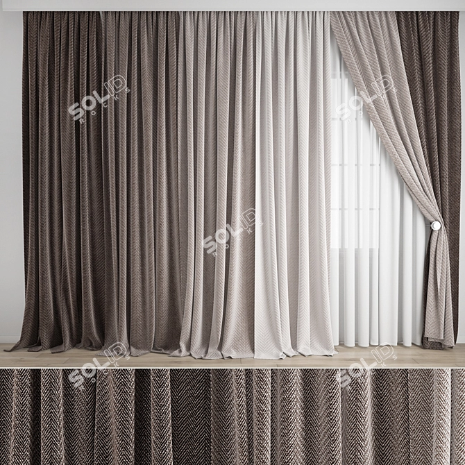 Poly Curtain Set: High Quality 3D Model 3D model image 1