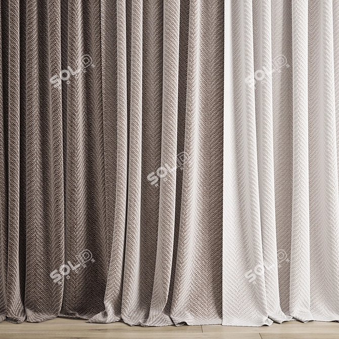 Poly Curtain Set: High Quality 3D Model 3D model image 2