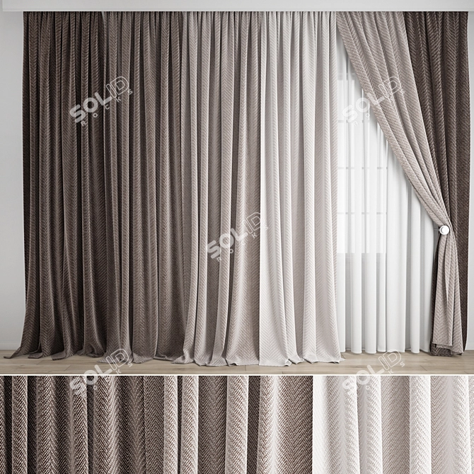 Poly Curtain Set: High Quality 3D Model 3D model image 4