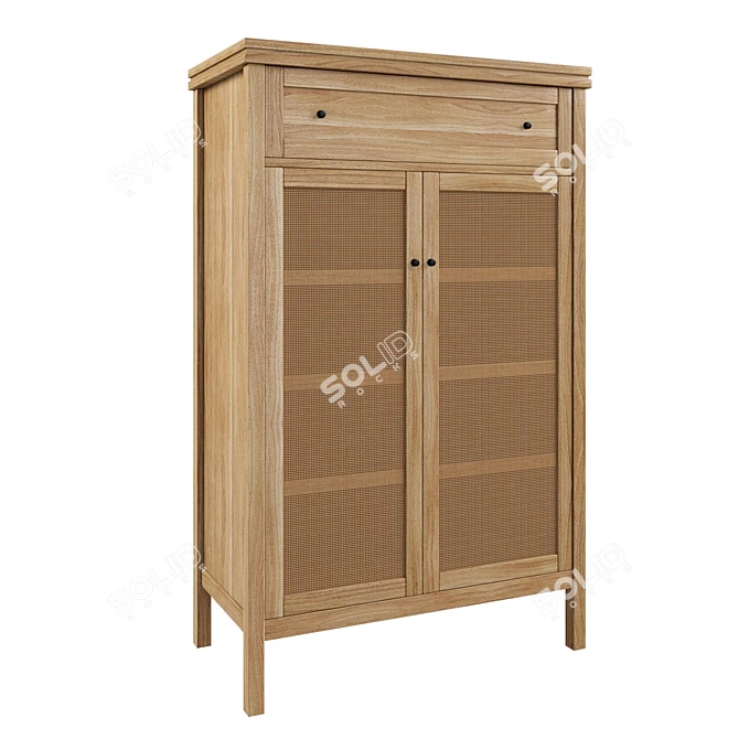 Pine & Cane Gabin Chest: Solid Wood, Stylish Design 3D model image 1