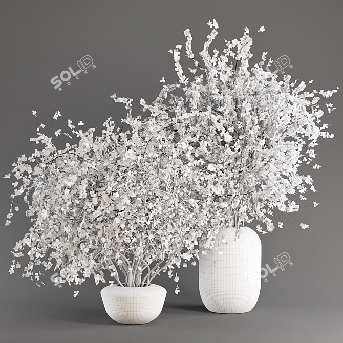 Concrete Vases with Branches 3D model image 5