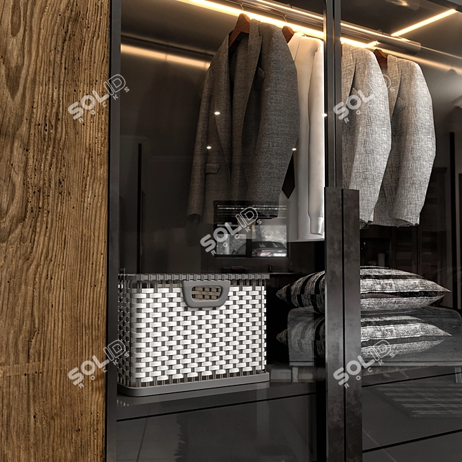 Modern Minimalist Wardrobe Design 3D model image 3