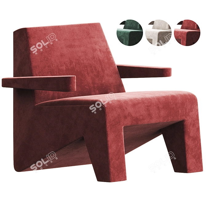 CUBIC Easy Chair: Modern Comfort and Style 3D model image 1