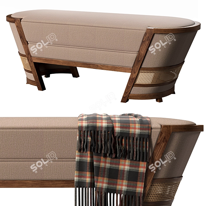 Eco-Friendly Wood Lord Bench 3D model image 1