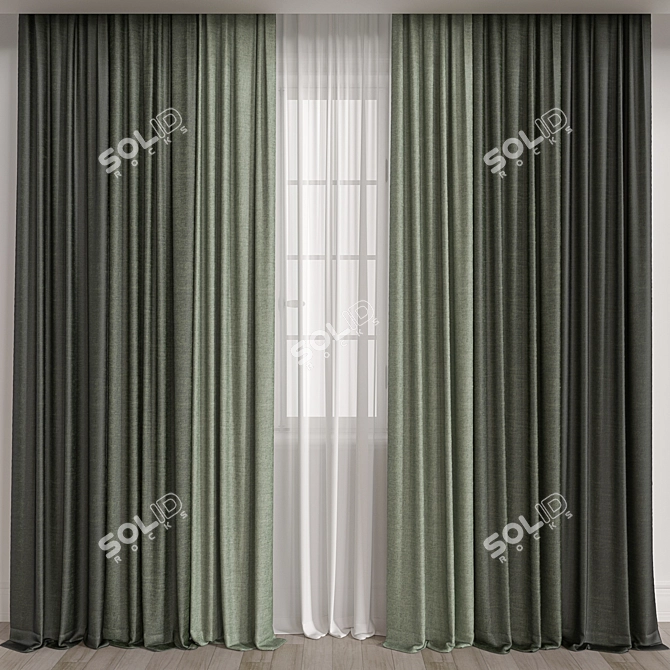 Elegant Window Drapery 3D model image 1