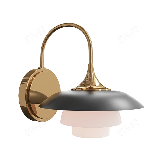 Vintage Aged Brass Wall Sconce 3D model image 1