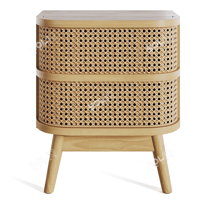 Laora Bedside Table: Stylish Rattan Design 3D model image 1