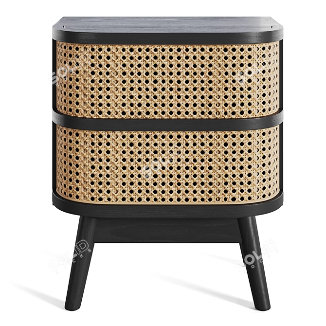 Laora Bedside Table: Stylish Rattan Design 3D model image 2