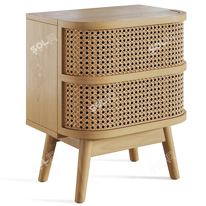 Laora Bedside Table: Stylish Rattan Design 3D model image 3