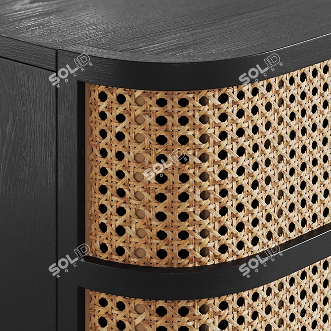 Laora Bedside Table: Stylish Rattan Design 3D model image 4