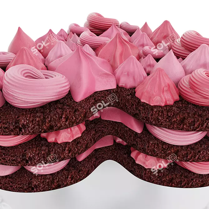 Decadent Heart-shaped Chocolate Cake 3D model image 5