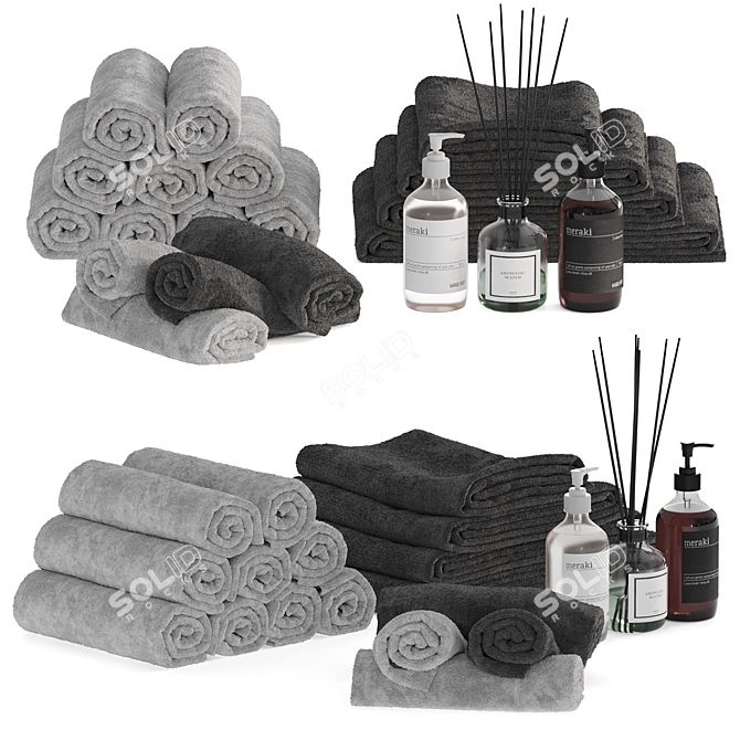 Luxury Towels Set 3D model image 1