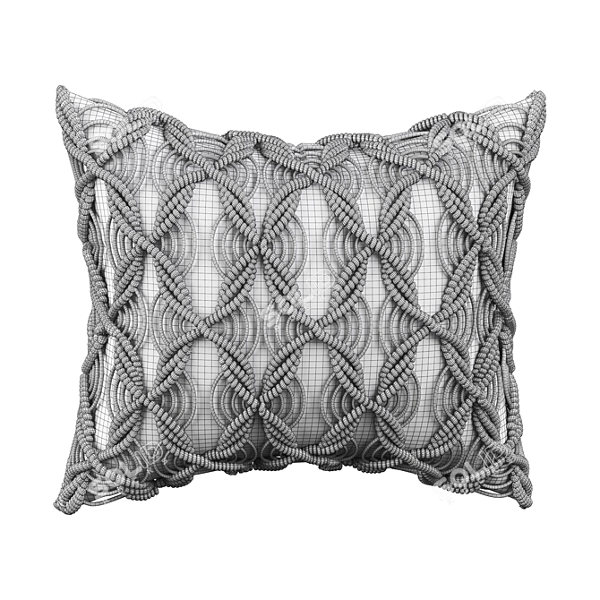 Boho Macrame Pillow Cover 3D model image 3