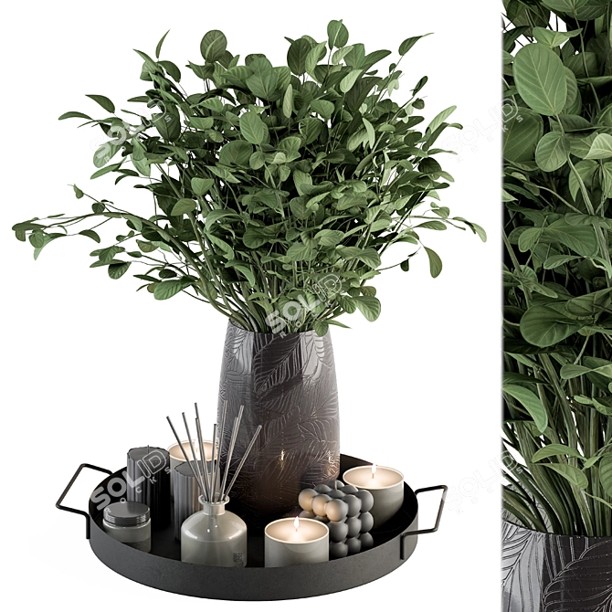 Elegant Gray and Green Set 3D model image 1