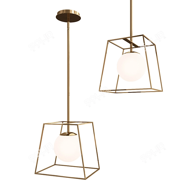 Vintage Brass Pendant Light 3D model image 1