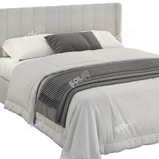 Striped Wingback Bed 3D model image 2