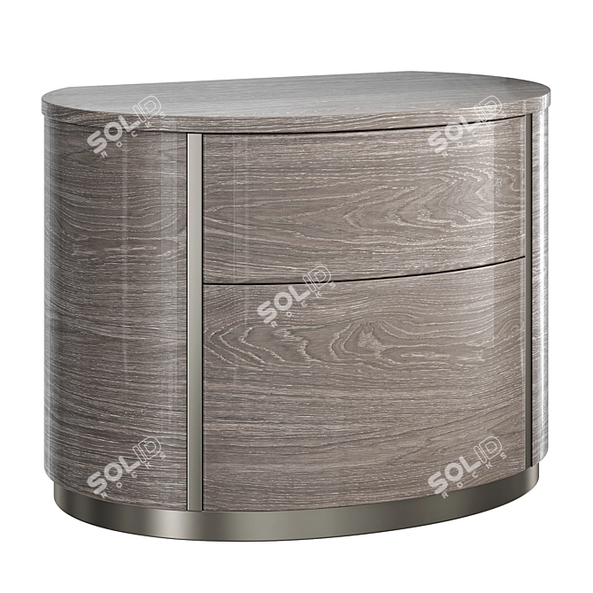 Round Silver Bedside Table - Stylish and Compact 3D model image 1