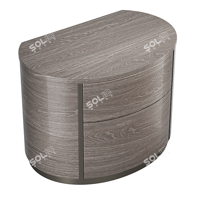 Round Silver Bedside Table - Stylish and Compact 3D model image 3