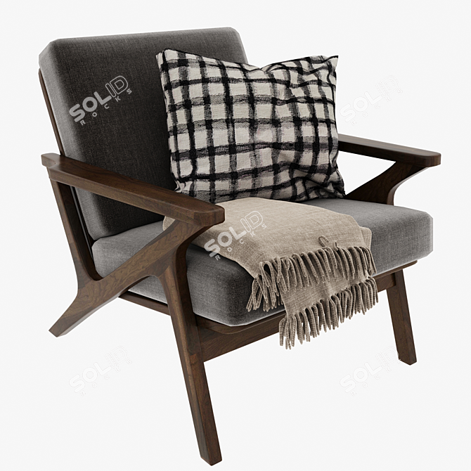 Rinei Timber Fabric 1 Seater 3D model image 1
