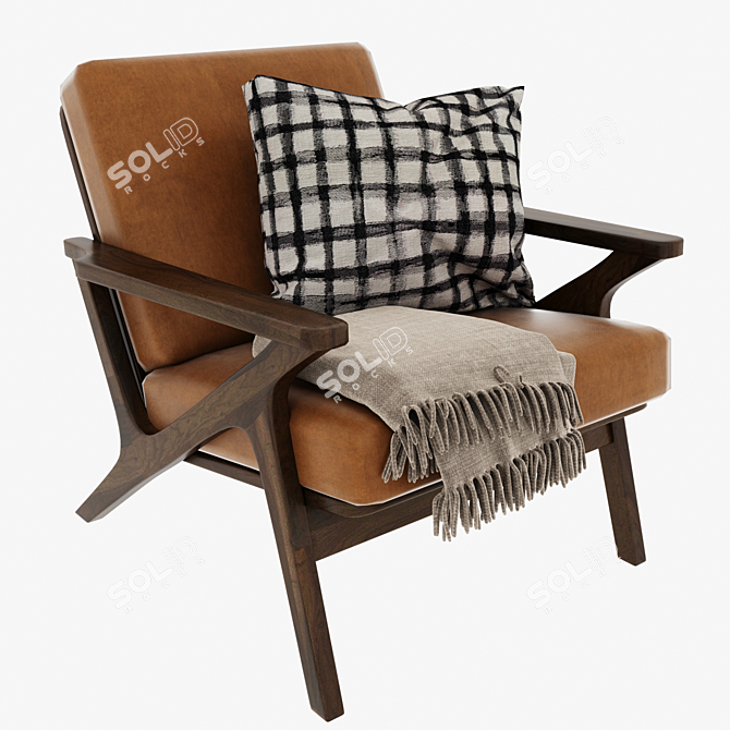 Rinei Timber Fabric 1 Seater 3D model image 2
