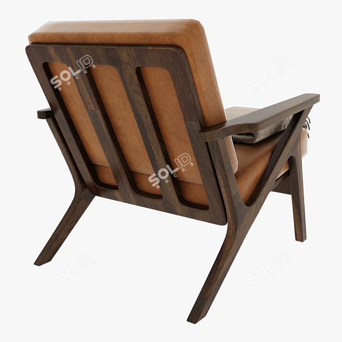 Rinei Timber Fabric 1 Seater 3D model image 3