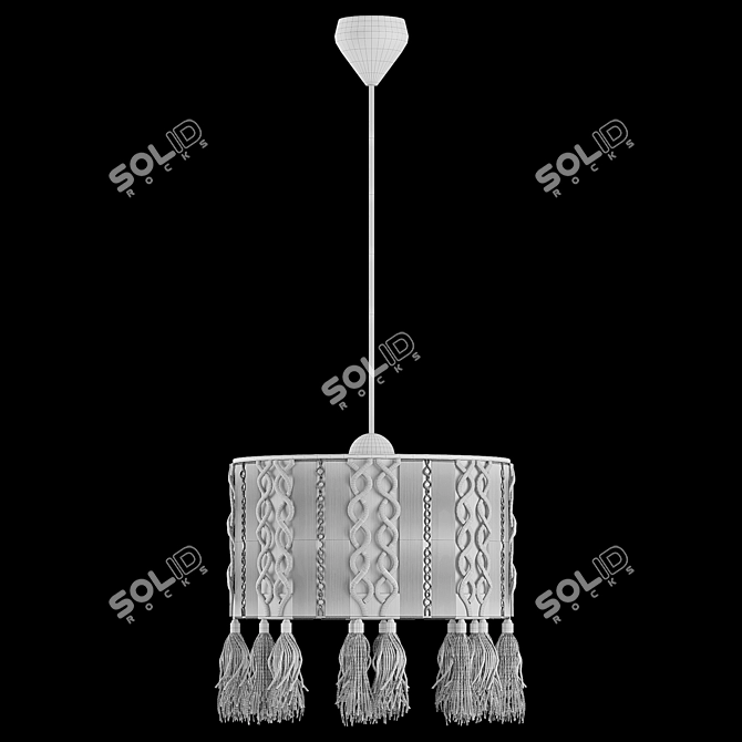 Boho Fringe Chandelier Macrame: Light & Stylish 3D model image 4