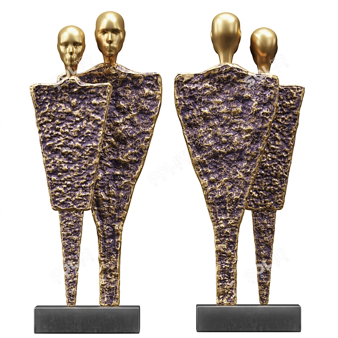 Elegant Couple Sculpture for Home Decor 3D model image 1